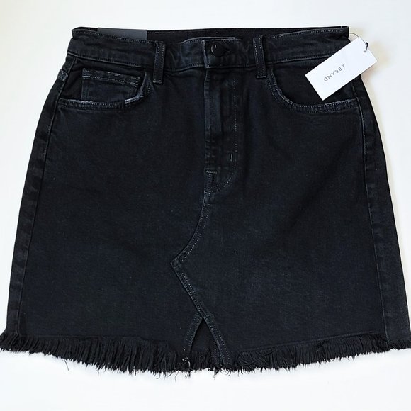 NWT J Brand Women's Black Jules High Rise Frayed Hem Mini Skirt - Picture 5 of 10